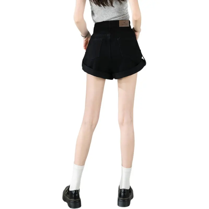 FASTFISH Denim Shorts Women's Black-1