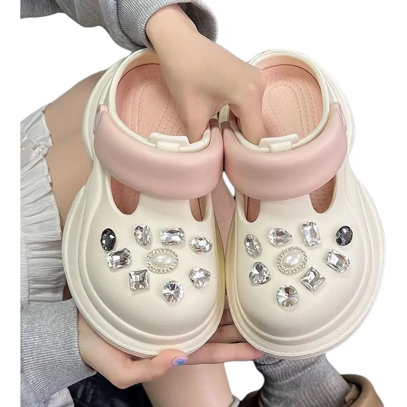 Yamada Hyakuju Women's Home Slippers White Pink, Blue White, Beige Black, Pink White-2