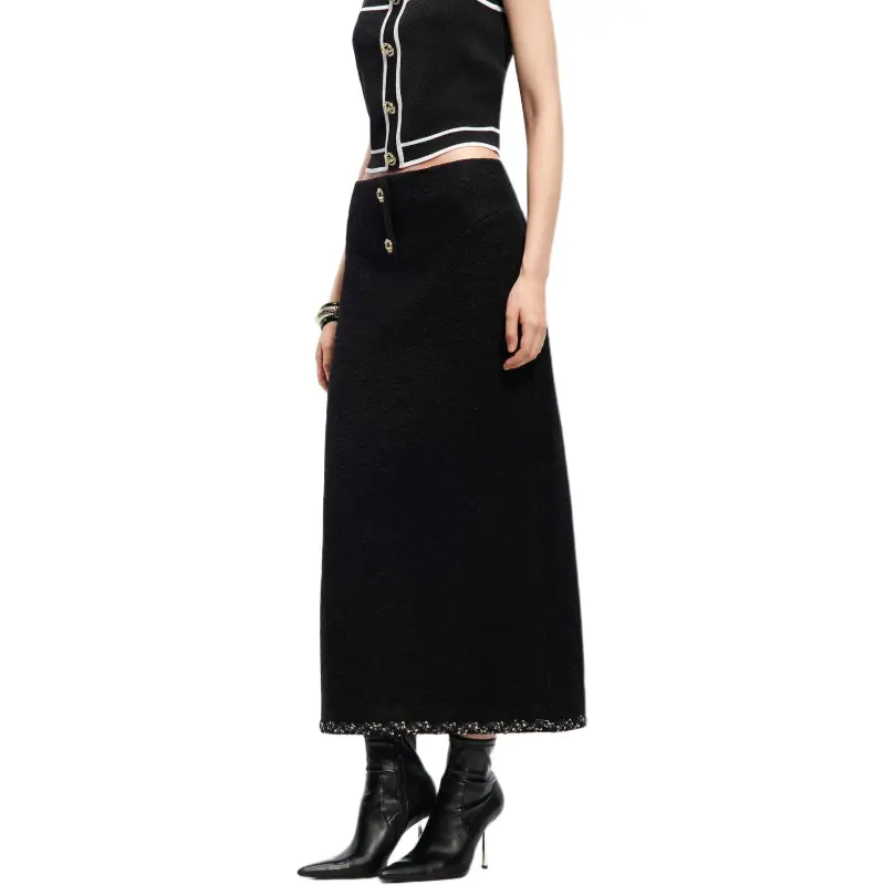 KARL LAGERFELD FW24 Casual Long Skirt Women's Black-3