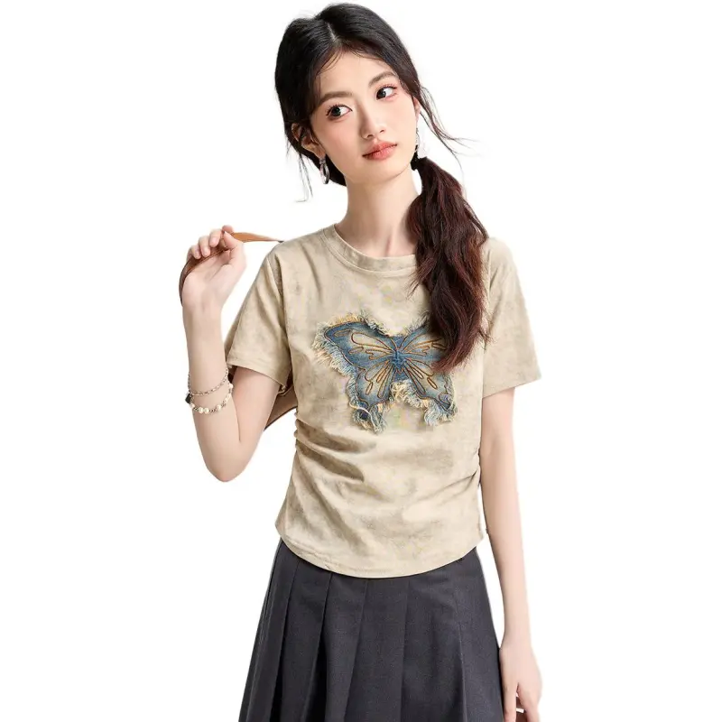 Fele.d T Shirts Women's Khaki-2