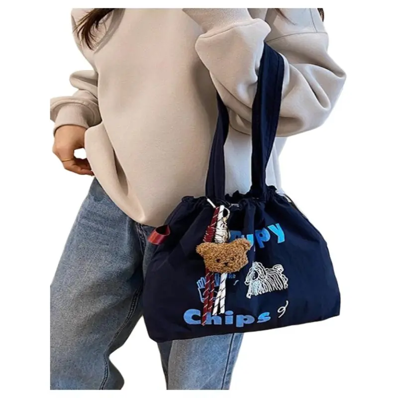 Techson PU Shoulder Bag Regular Women's Dark Blue-3