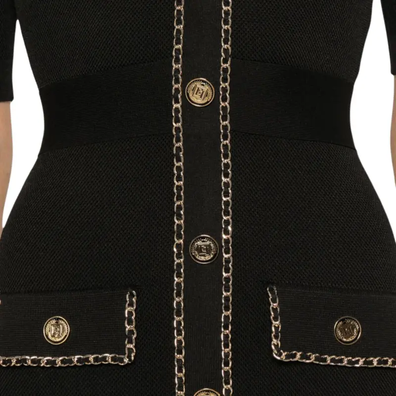 Elisabetta Franchi Chain Detailed Crewneck Mini Dress-4