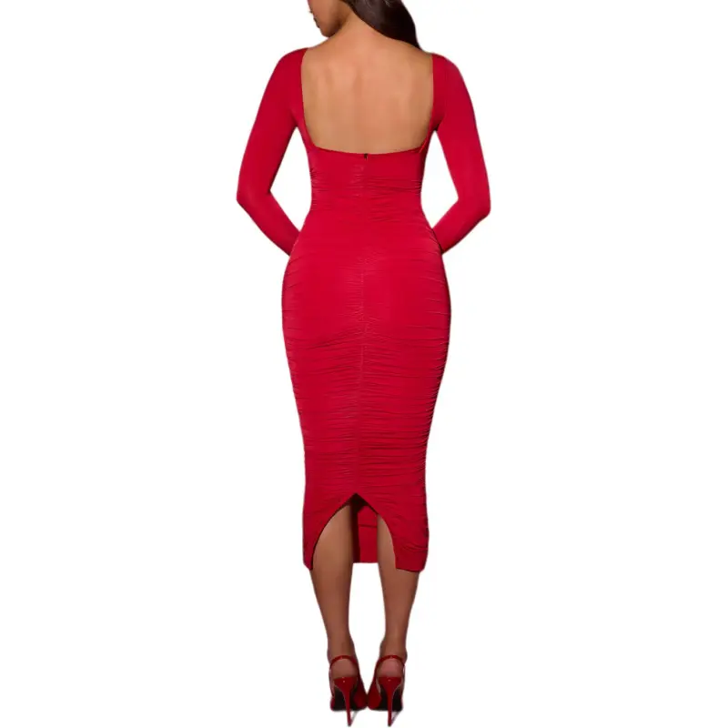 OH POLLY SS25 Deliana Long-Sleeved Dresses Women's Red/Red-1
