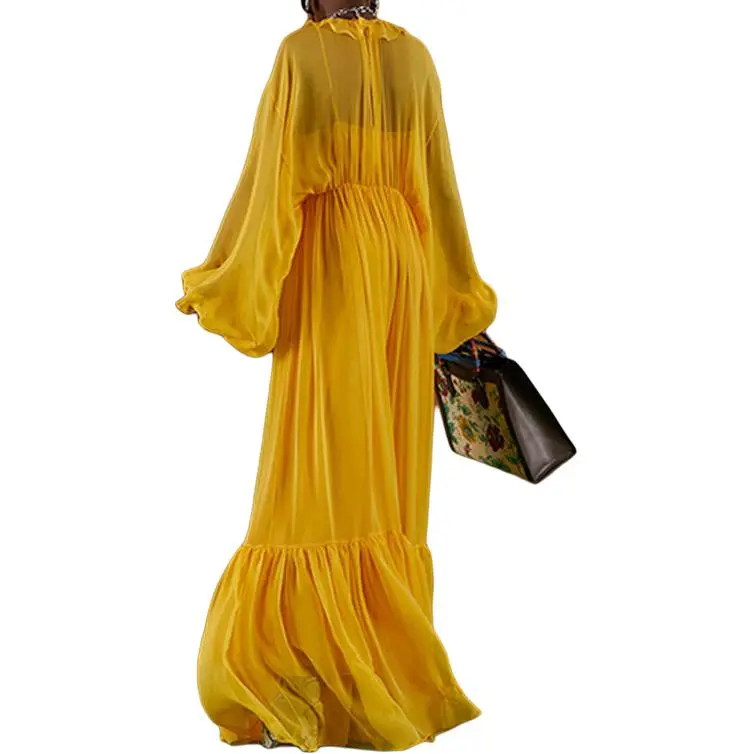 GUCCI Long Sleeved Dress Women's Yellow-3
