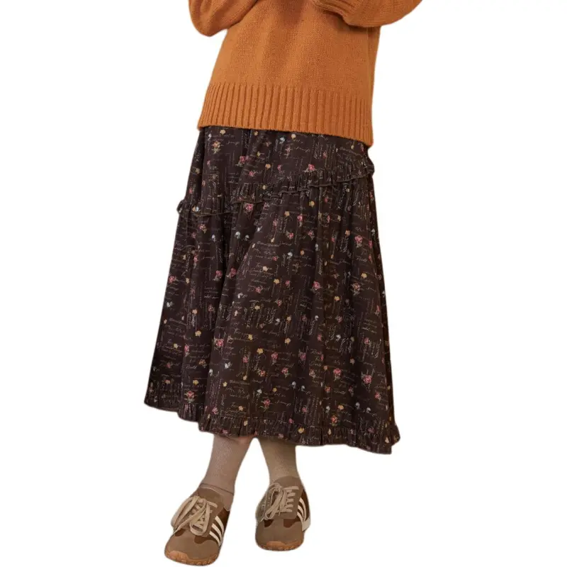 ZIHAN Casual Long Skirts Women's Coffee-2
