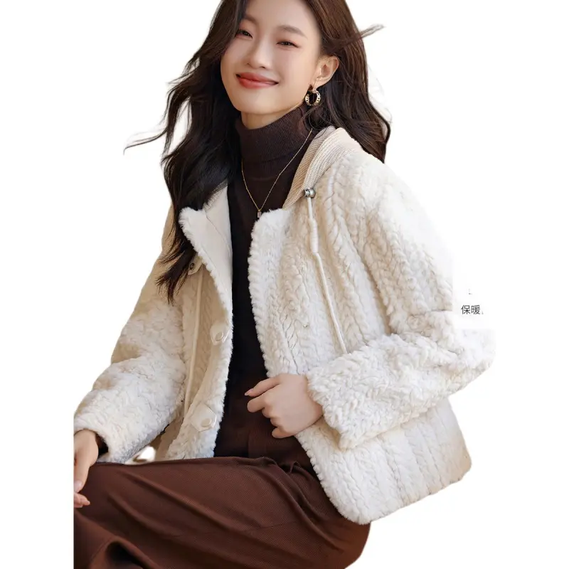 Mo Han Yi Mei Velvet feel Coat Women's Ecru-2