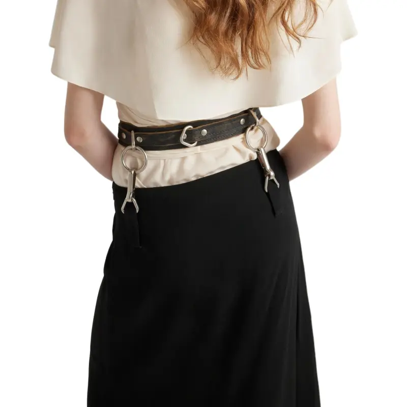PRADA Belted Pleated Midi Skirt-4