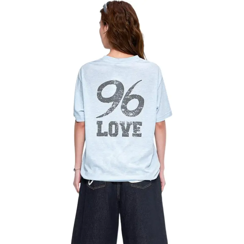 Ed Hardy Drop Shoulder Sleeve T Shirt Women's Baby Blue-5