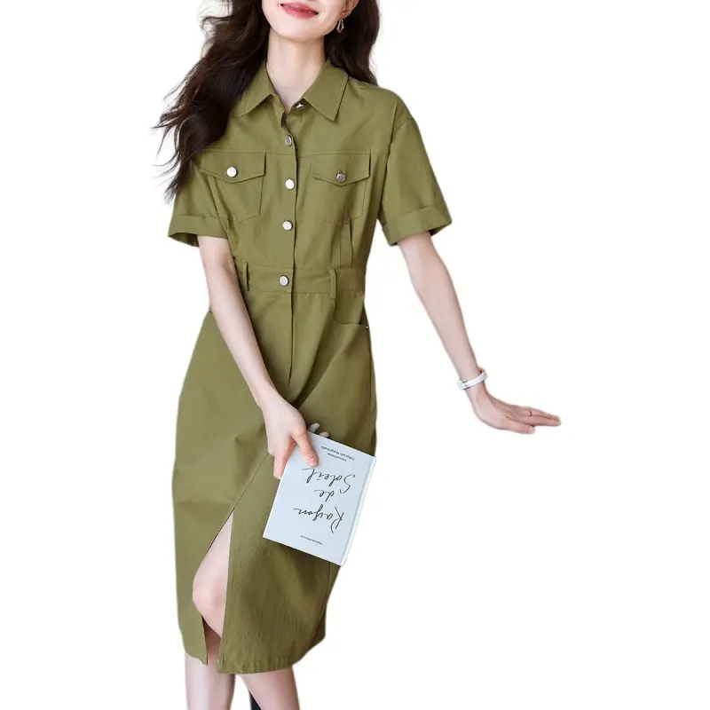 Mo Han Yi Mei Short Sleeved Dress Women's Green-1