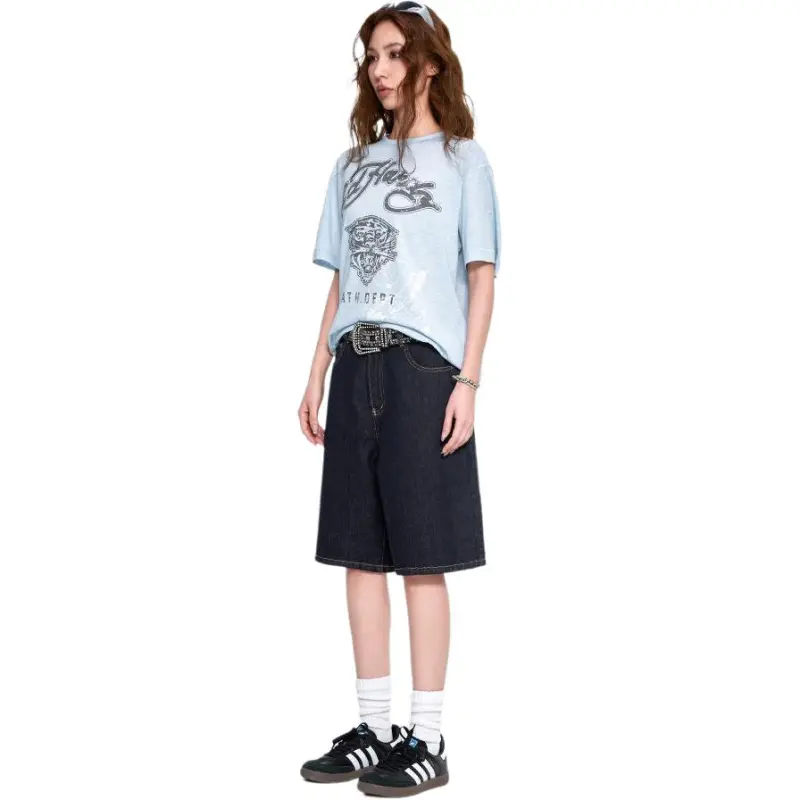 Ed Hardy Drop Shoulder Sleeve T Shirt Women's Baby Blue-6