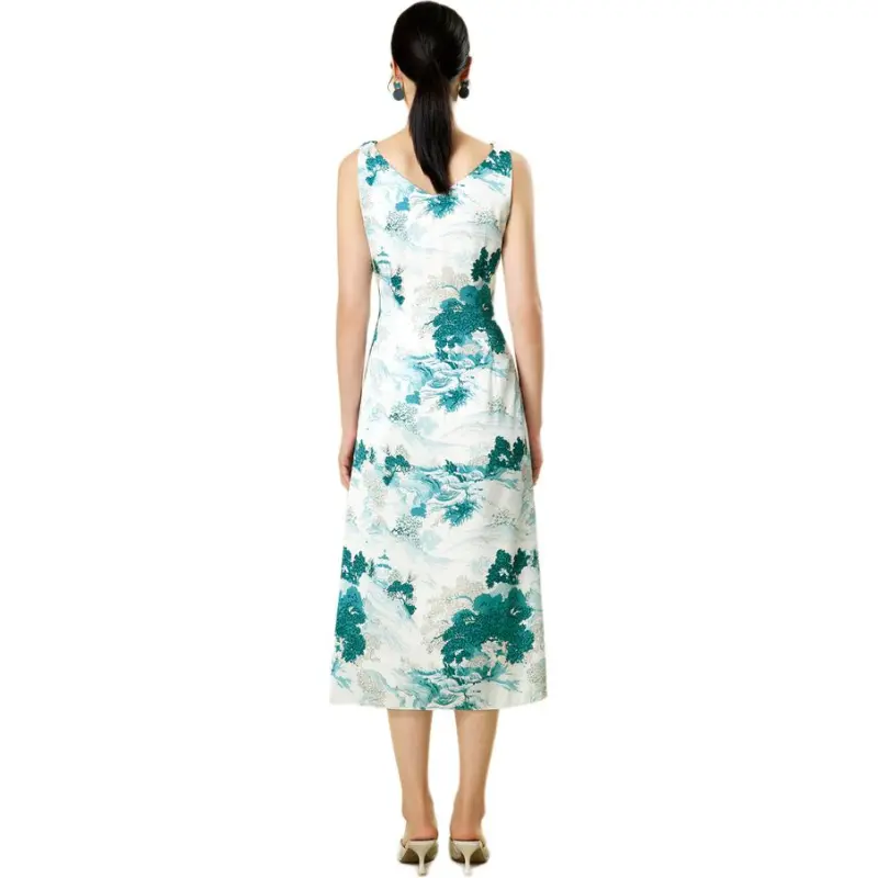 BBLLUUEE Sleeveless Dress Women's Copper Green-1