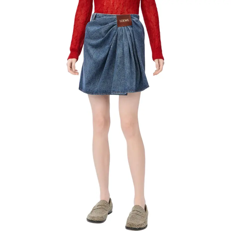 LOEWE Draped Skirt 'Indigo Blue'-1