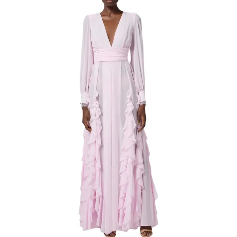 Elisabetta Franchi Ruffled Georgette Maxi Dress-1