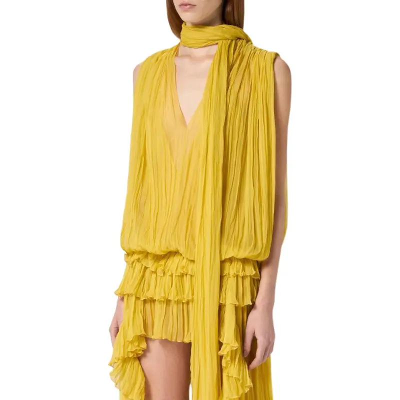 Blumarine Pleated Asymmetric Midi Dress-4