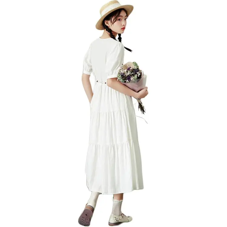 ZIHAN Short Sleeved Dress Women's Beige Gold-1