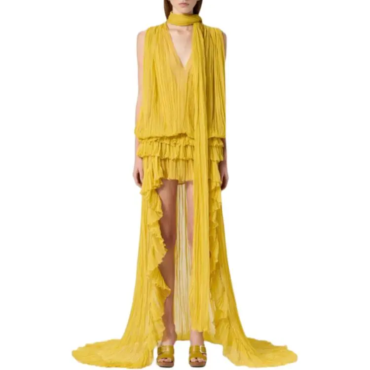 Blumarine Pleated Asymmetric Midi Dress-1