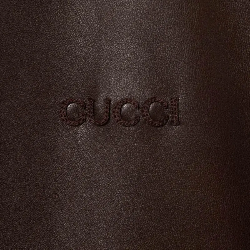 GUCCI Leather Jacket Coat Men's Brown-6