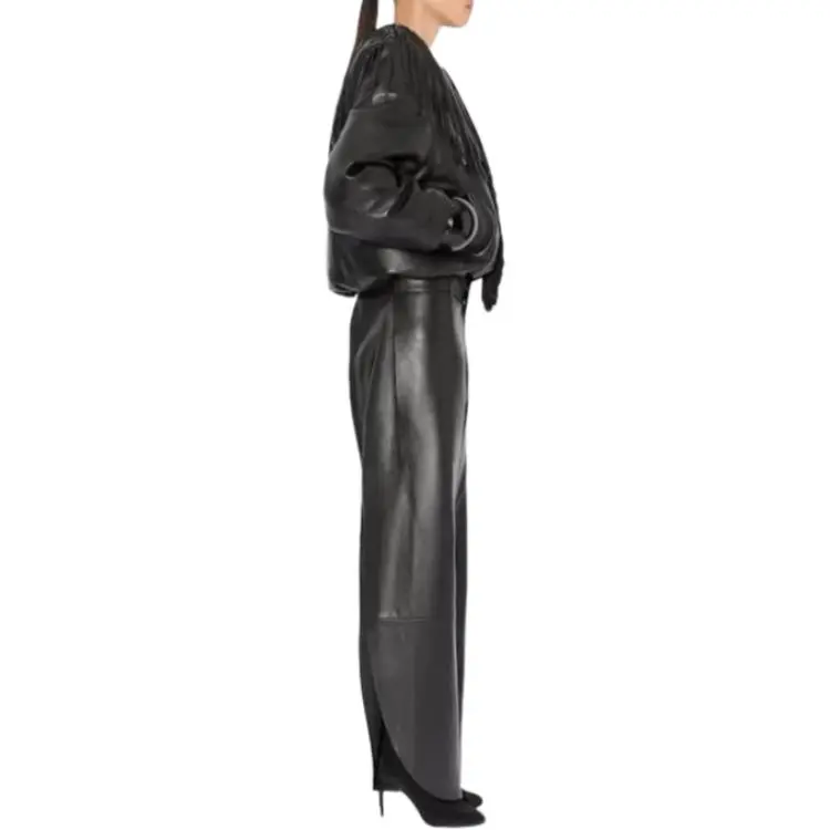 Alaia Fringed Leather Bomber Jacket-3