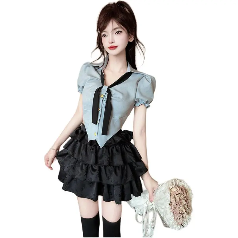 Mu Xiao Xin Two Piece Skirt Sets Women's-5