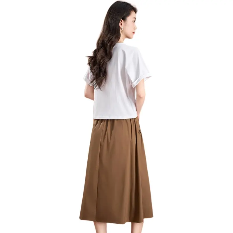 Mylan Two Piece Skirt Sets Women's Khaki-1