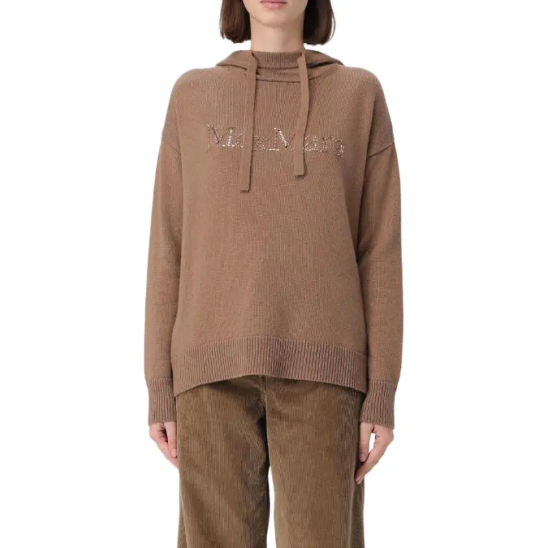 'S MAX MARA Logo Embellished Knitted Hoodie-2