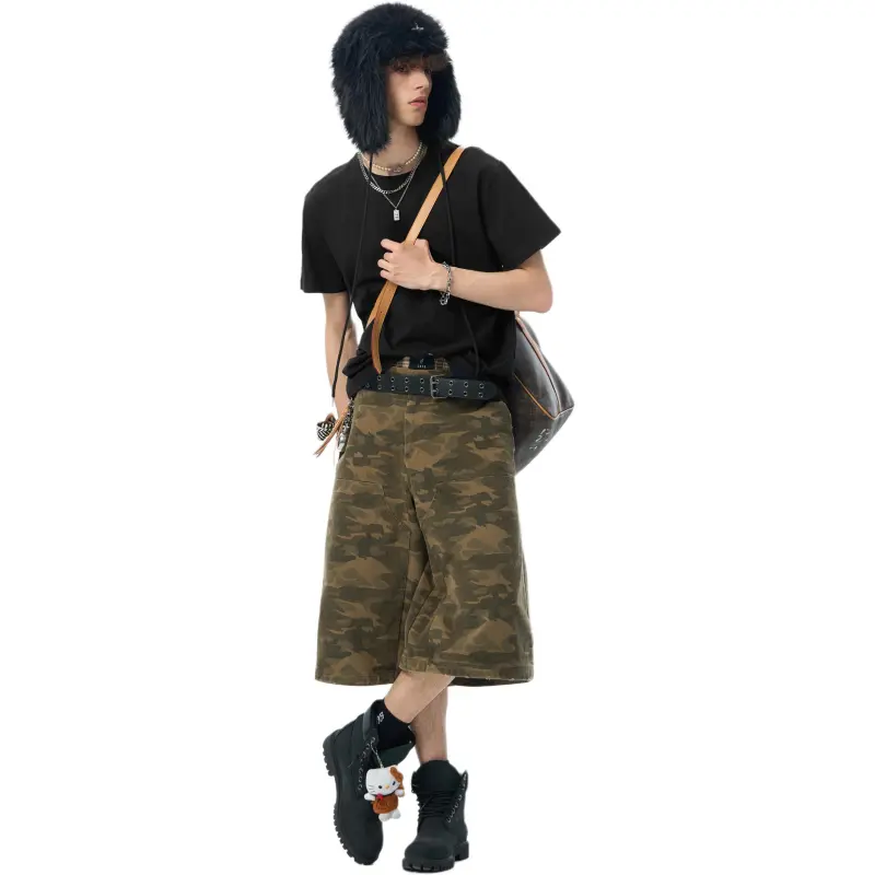JHYQ Cargo Shorts Unisex Army Green Camouflage-3