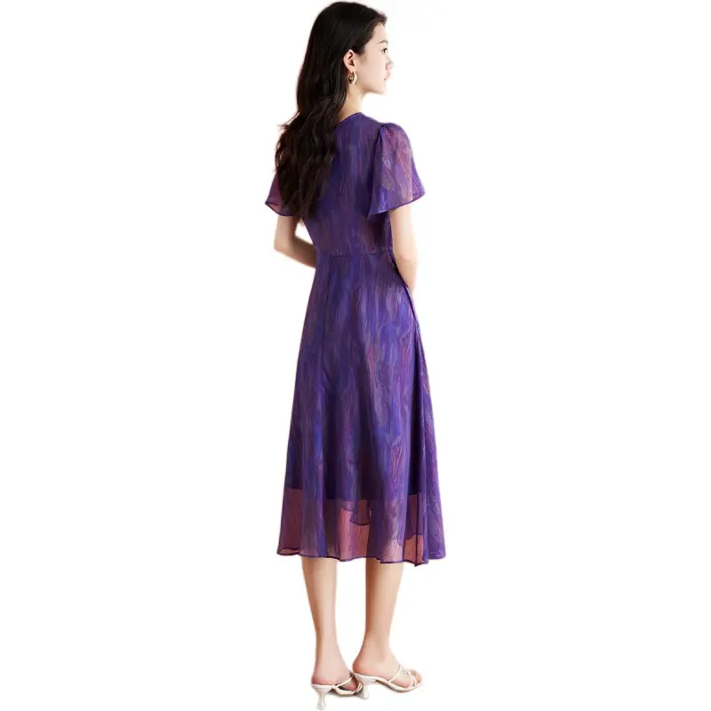 Mylan Summer Short Sleeved Dress Loose Fit Women's Purple-1