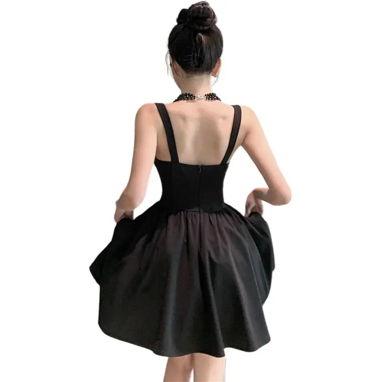 Mu Xiao Xin Slip Dresses Women's Black Fishbone Corset-1