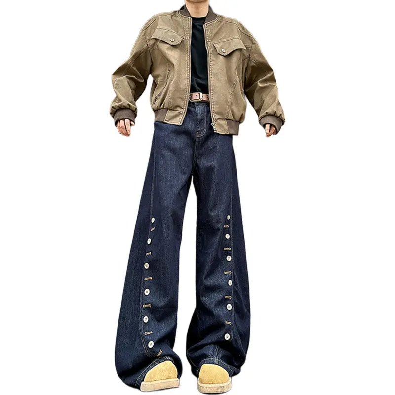 FONDLOOK Jeans Unisex Vintage Blue-2