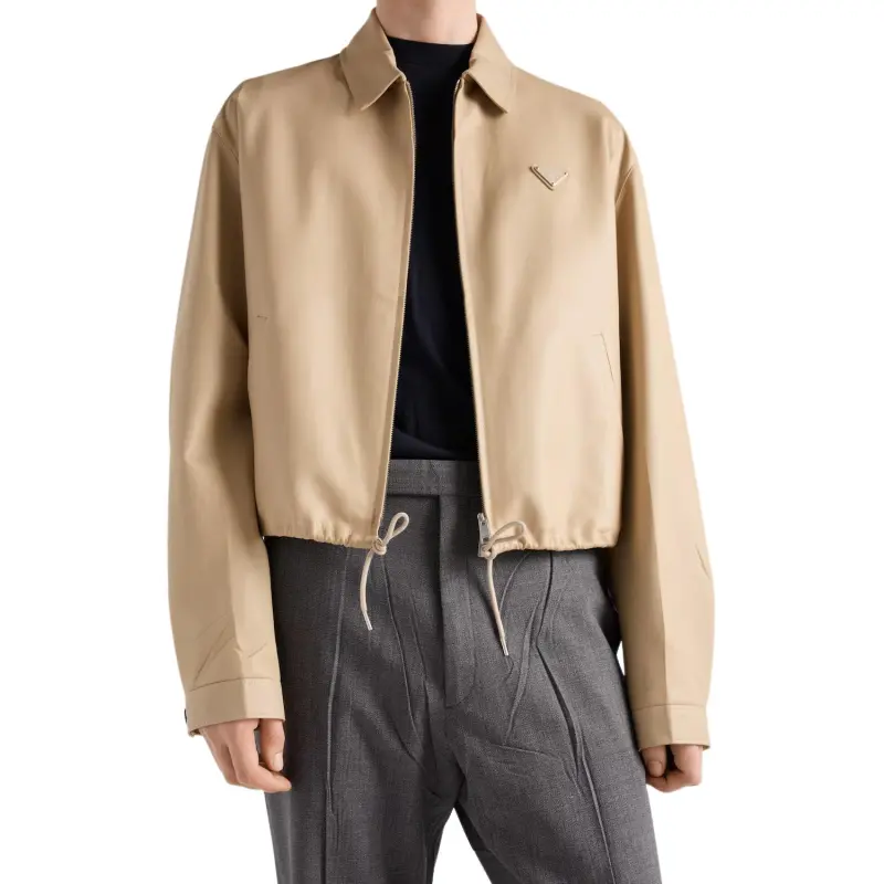 PRADA Leather Jacket Men's Sandy Beige-2
