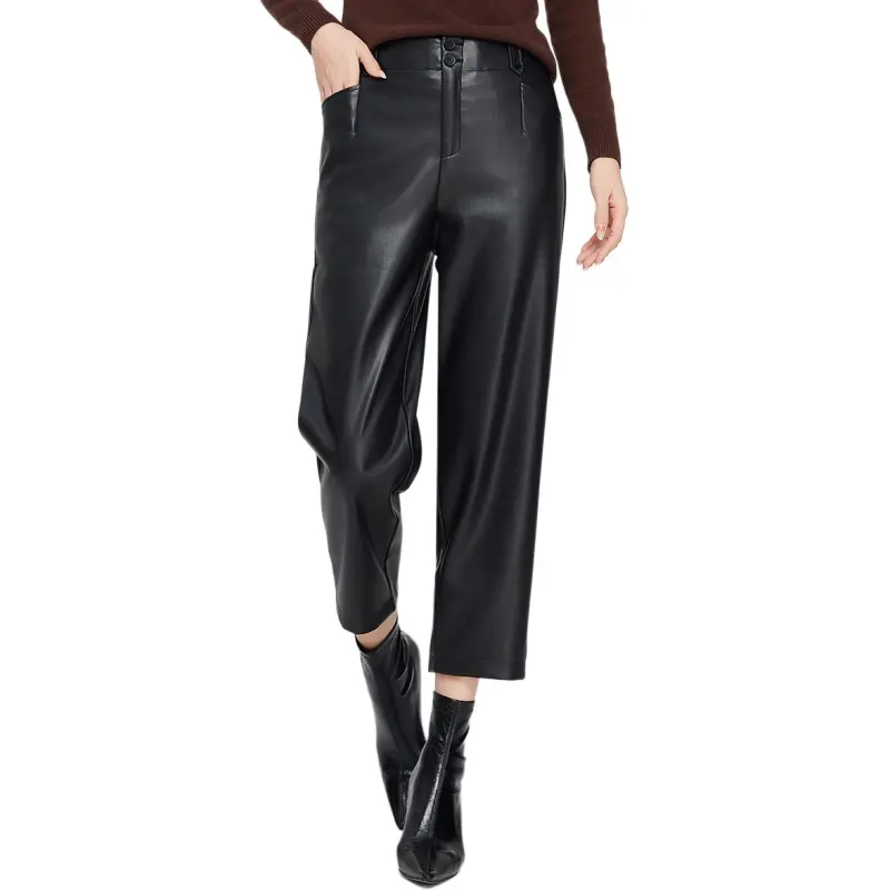 E.BECKY Leather Pants Women's Black-4