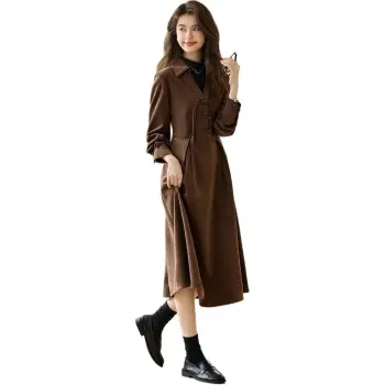 Mo Han Yi Mei Long Sleeved Dresses Women's Coffee