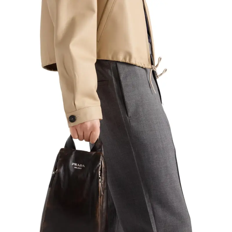 PRADA Leather Jacket Men's Sandy Beige-5