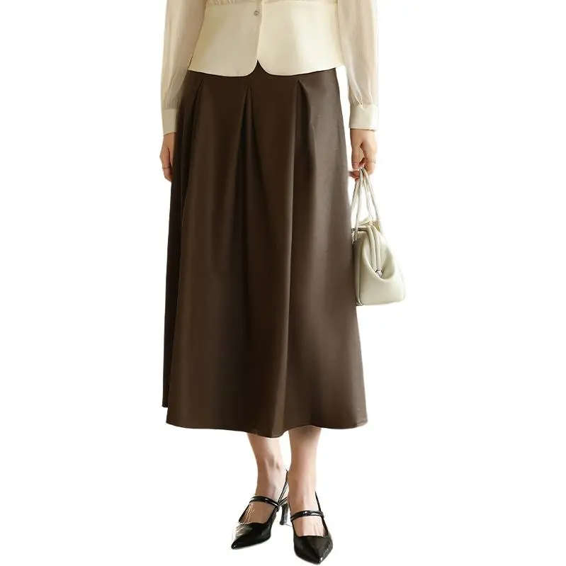 La Chapelle Casual Long Skirt Women's Coffee-2