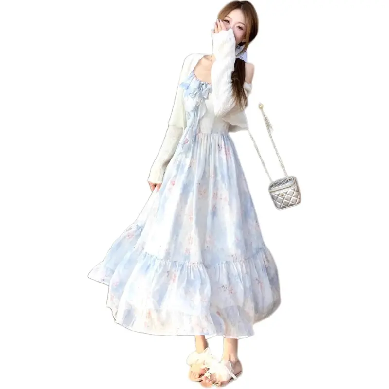 Mu Xiao Xin Slip Dress Women's Blue-3
