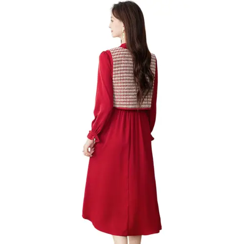Like The Age Of Water Spring Long Sleeved Dresses Loose Fit Women's Red