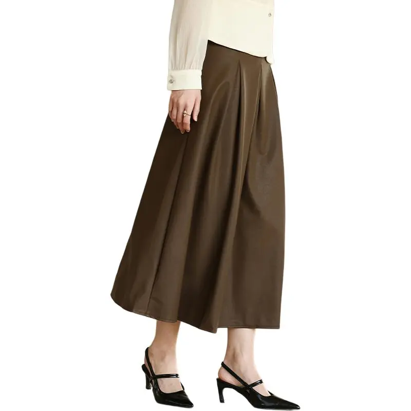 La Chapelle Casual Long Skirt Women's Coffee-3