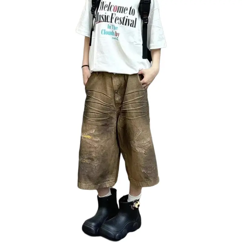 Weles Denim Shorts Unisex Khaki-1