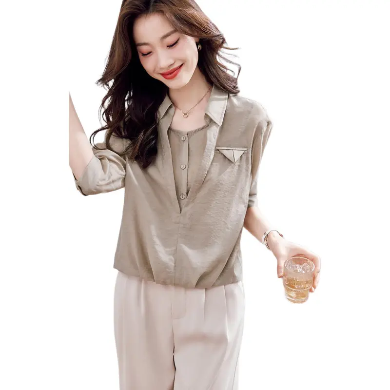 Mo Han Yi Mei Shirts Women's Khaki-2