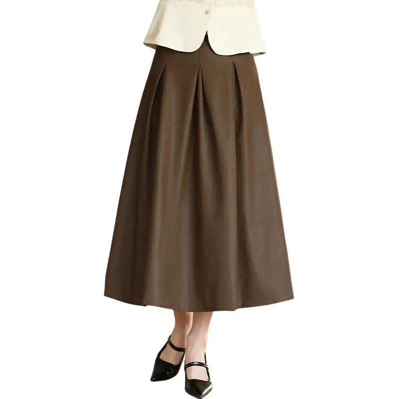 La Chapelle Casual Long Skirt Women's Coffee-1