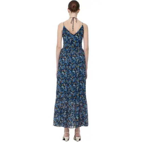 GOELIA Slip Dress Women's Blues Mosaic Rose Print