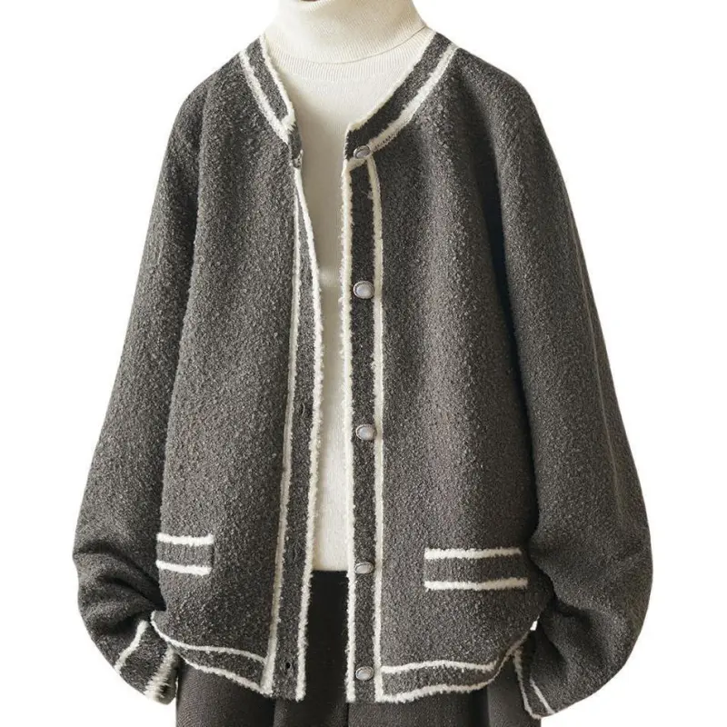 IHIMI Knitwear Women's Dark Brown Gray-2