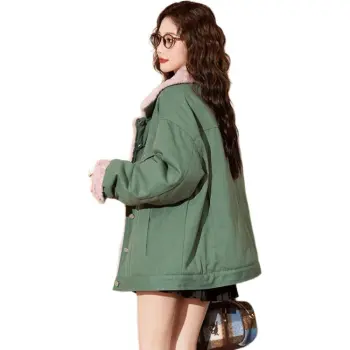 Tonlion Velvet feel Coat Women's Tea Green