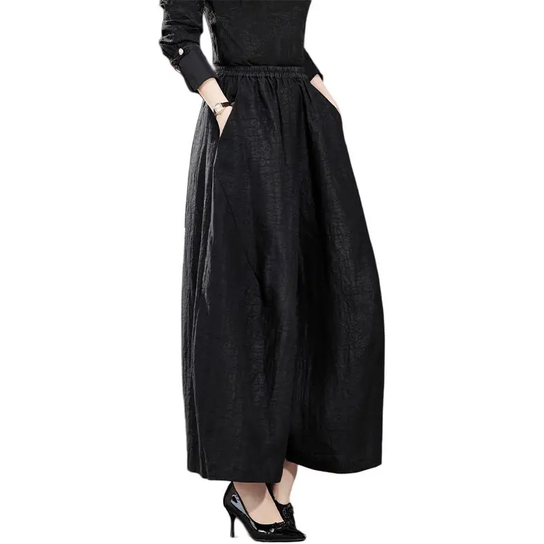 Yi Mengyuan Silk Casual Pants Women's Black-4