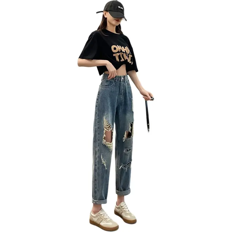 GOSO Jeans Women's Vintage Blue Ripped-3