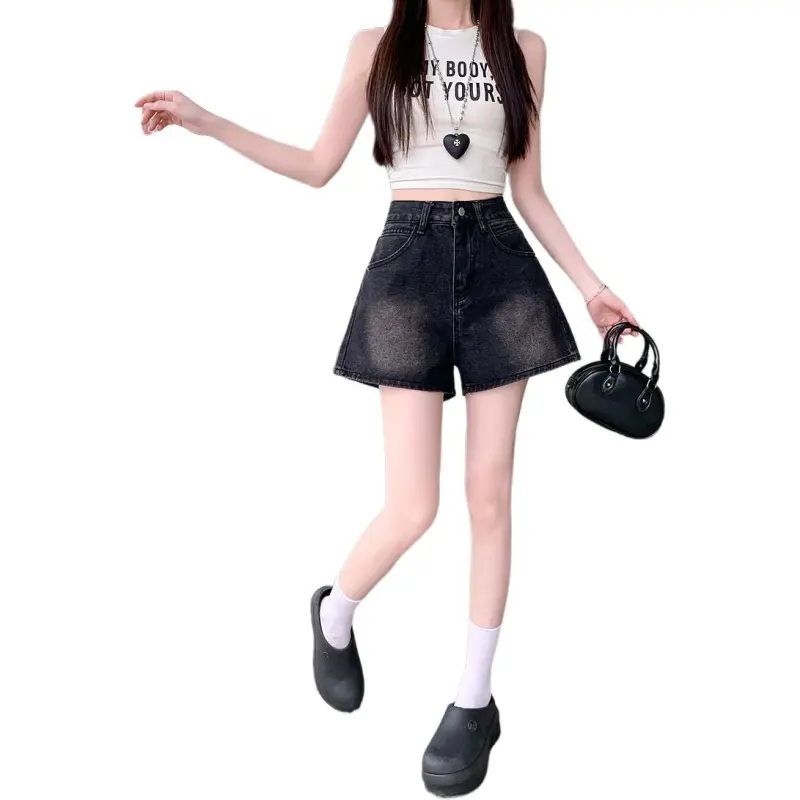GOSO Denim Shorts Women's Black Gray Color-1