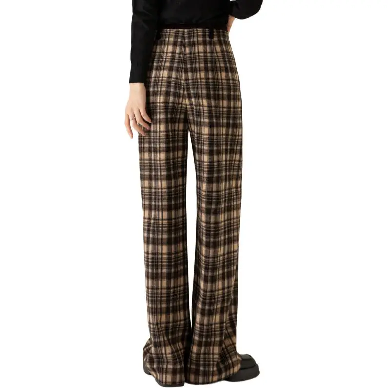 You Cow Me Pants Casual Pants Women's Khaki Plaid-3