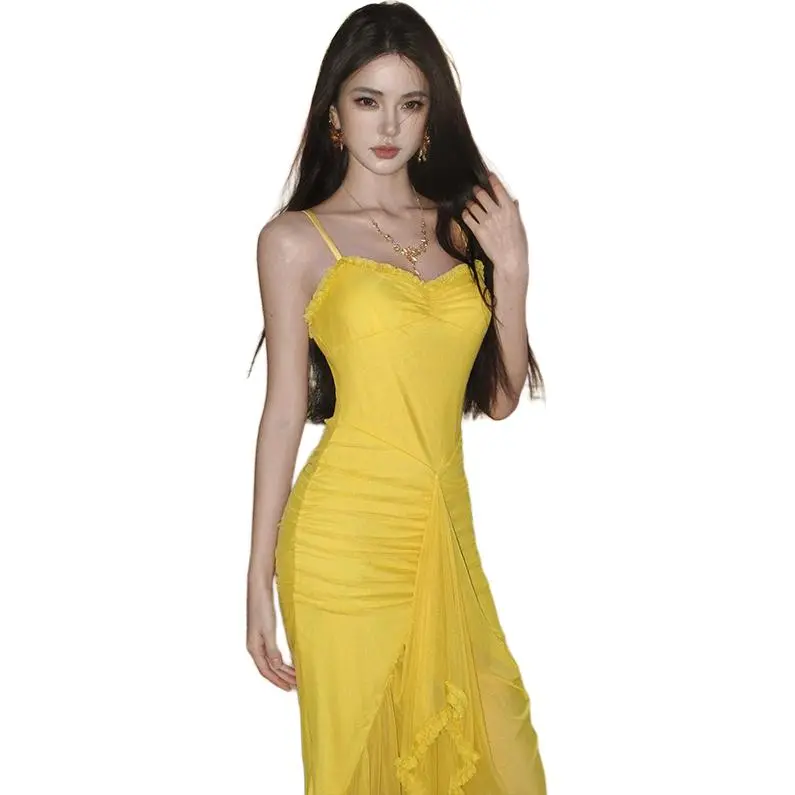 Dior Beauty Slip Dresses Women's Yellow-4