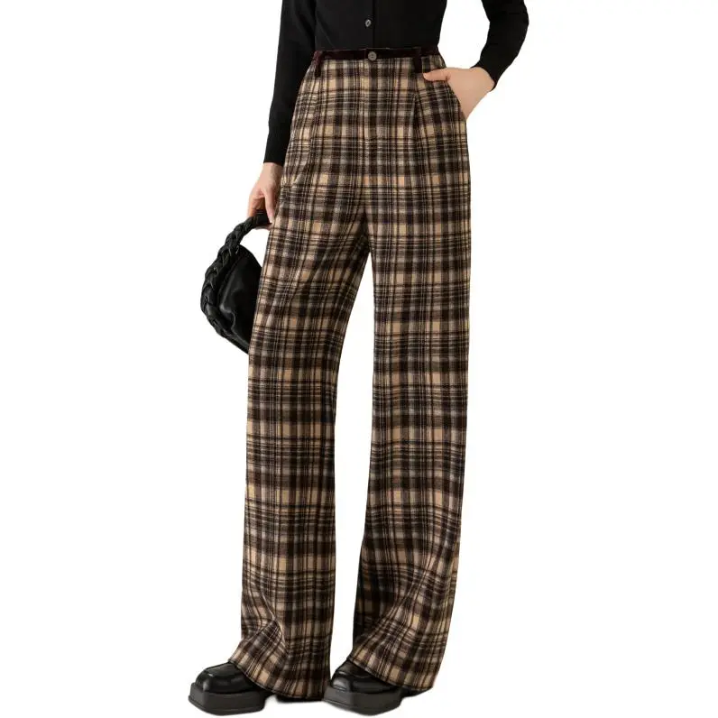 You Cow Me Pants Casual Pants Women's Khaki Plaid-5