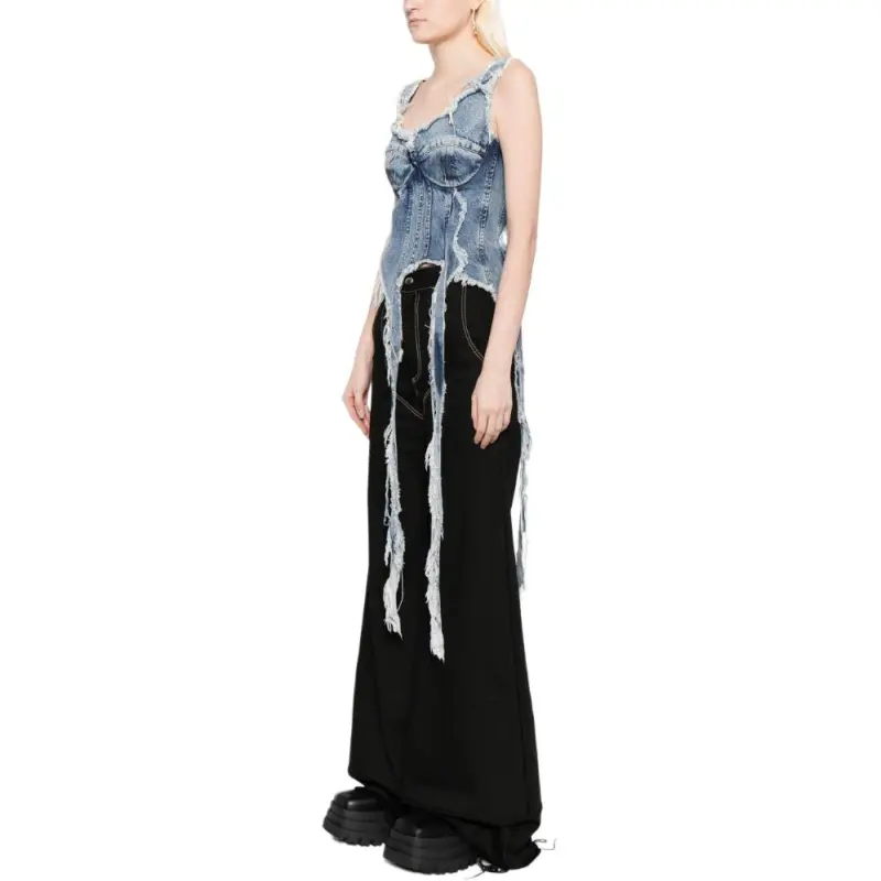 NATASHA ZINKO Distressed Denim Double Corset-3